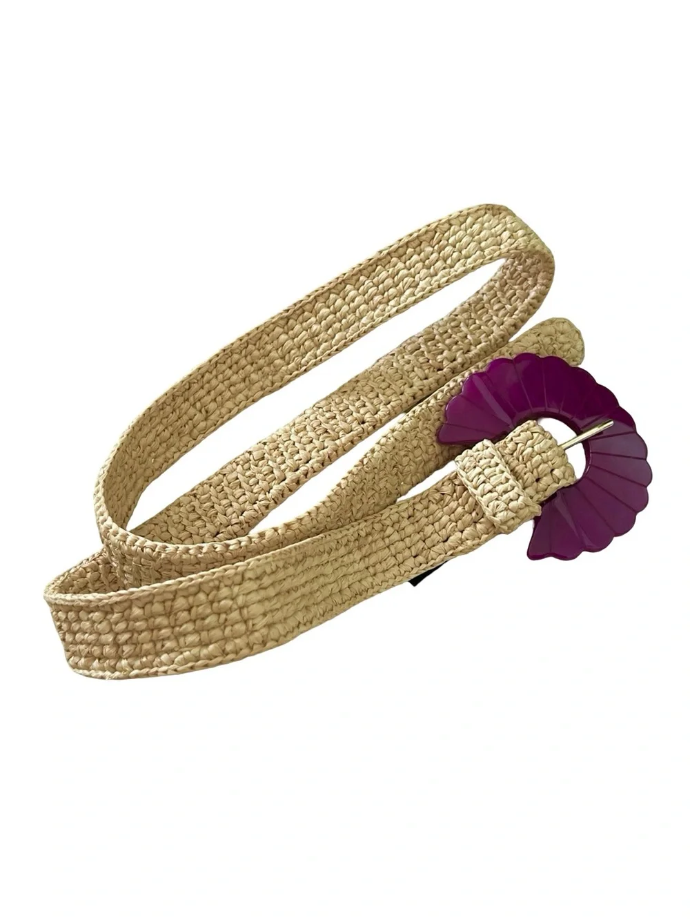Sezane Tan Beige Sandy Belt Buckle Raffia Size 90